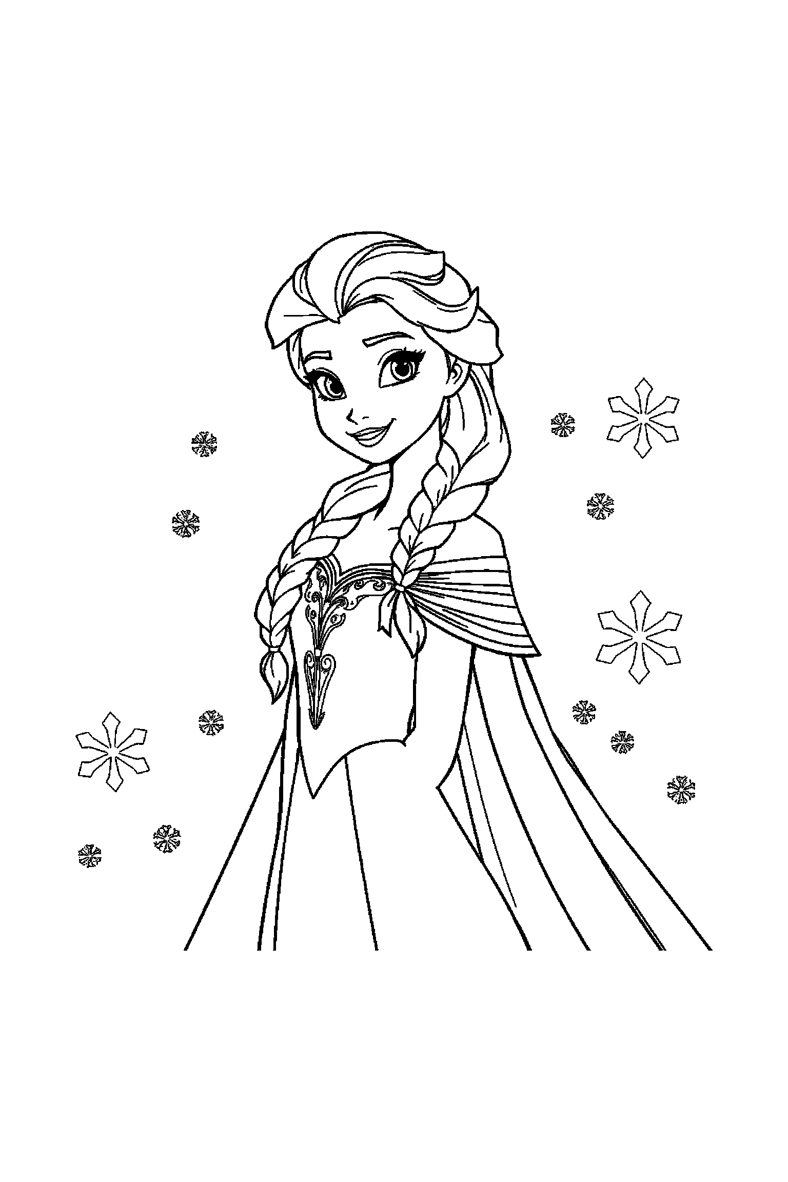 Coloriage Reine des Neiges gratuit à imprimer : portrait facile avec Olaf et de grands contours