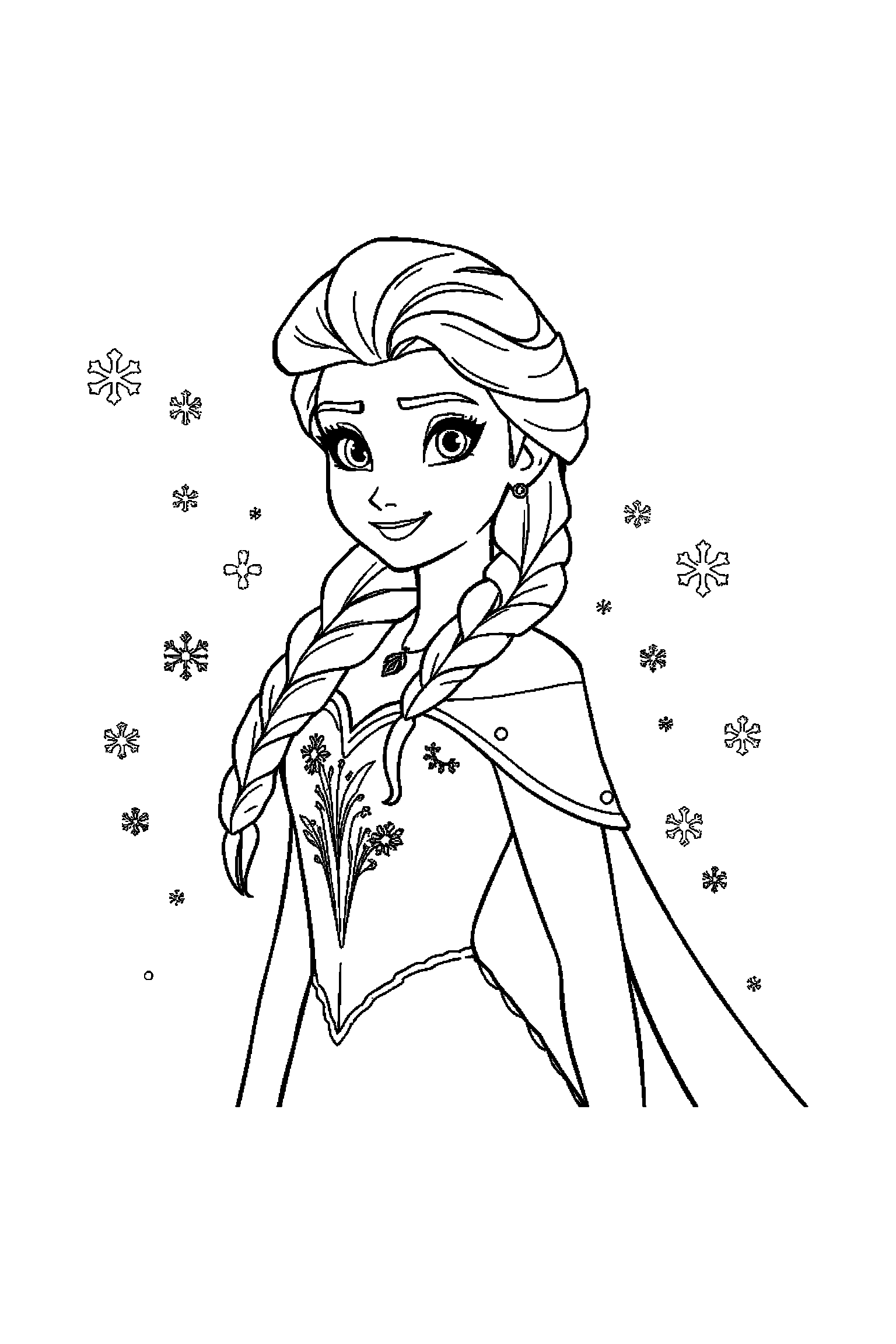 Coloriage Reine des Neiges gratuit à imprimer : Kristoff tenant un bonhomme de neige