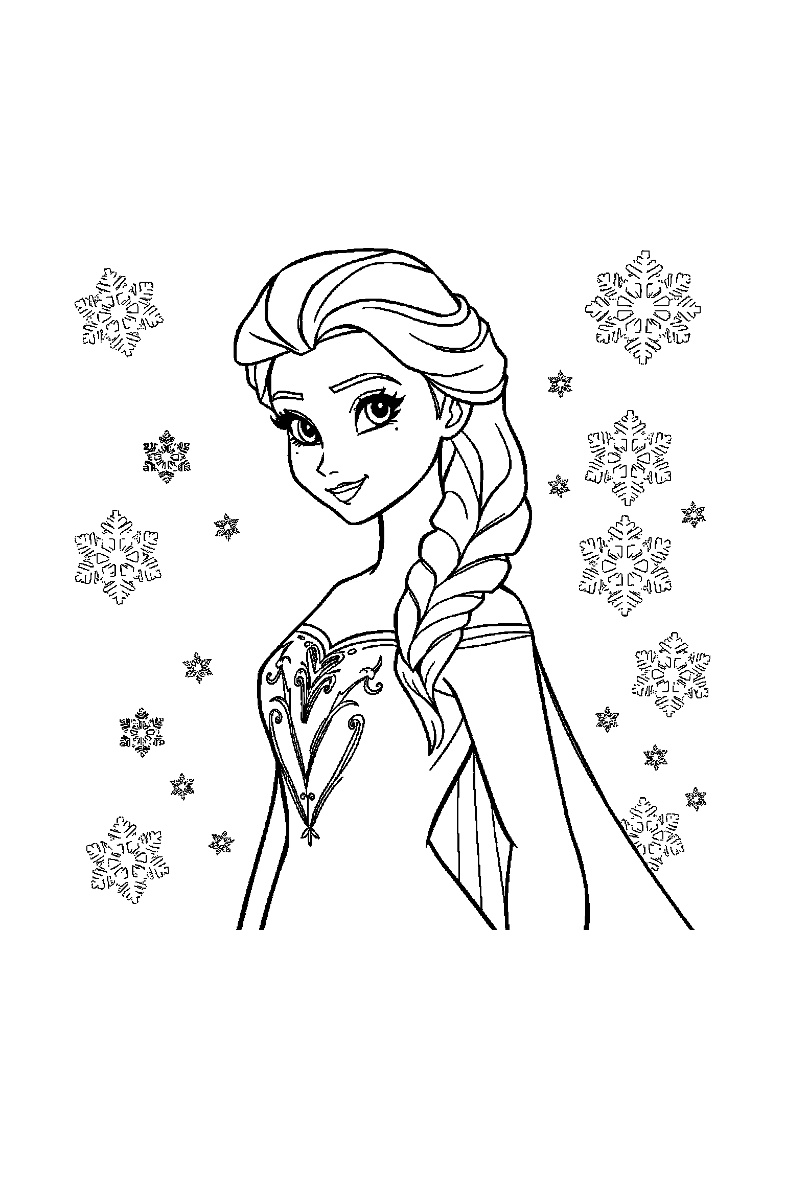 Coloriage Reine des Neiges gratuit à imprimer : Olaf avec étoiles autour de lui
