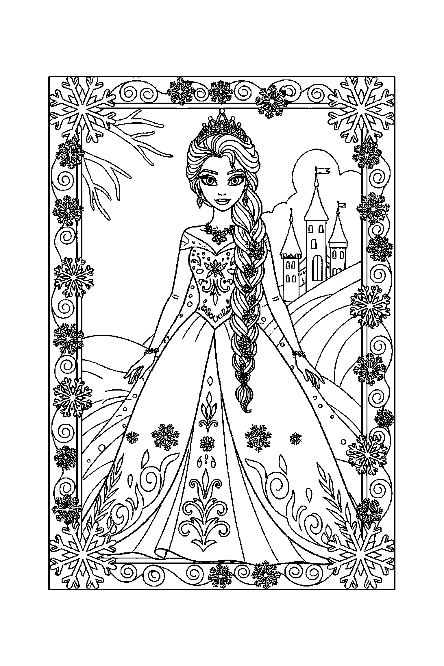 Coloriage Reine des Neiges gratuit à imprimer : Kristoff posé au centre de la page