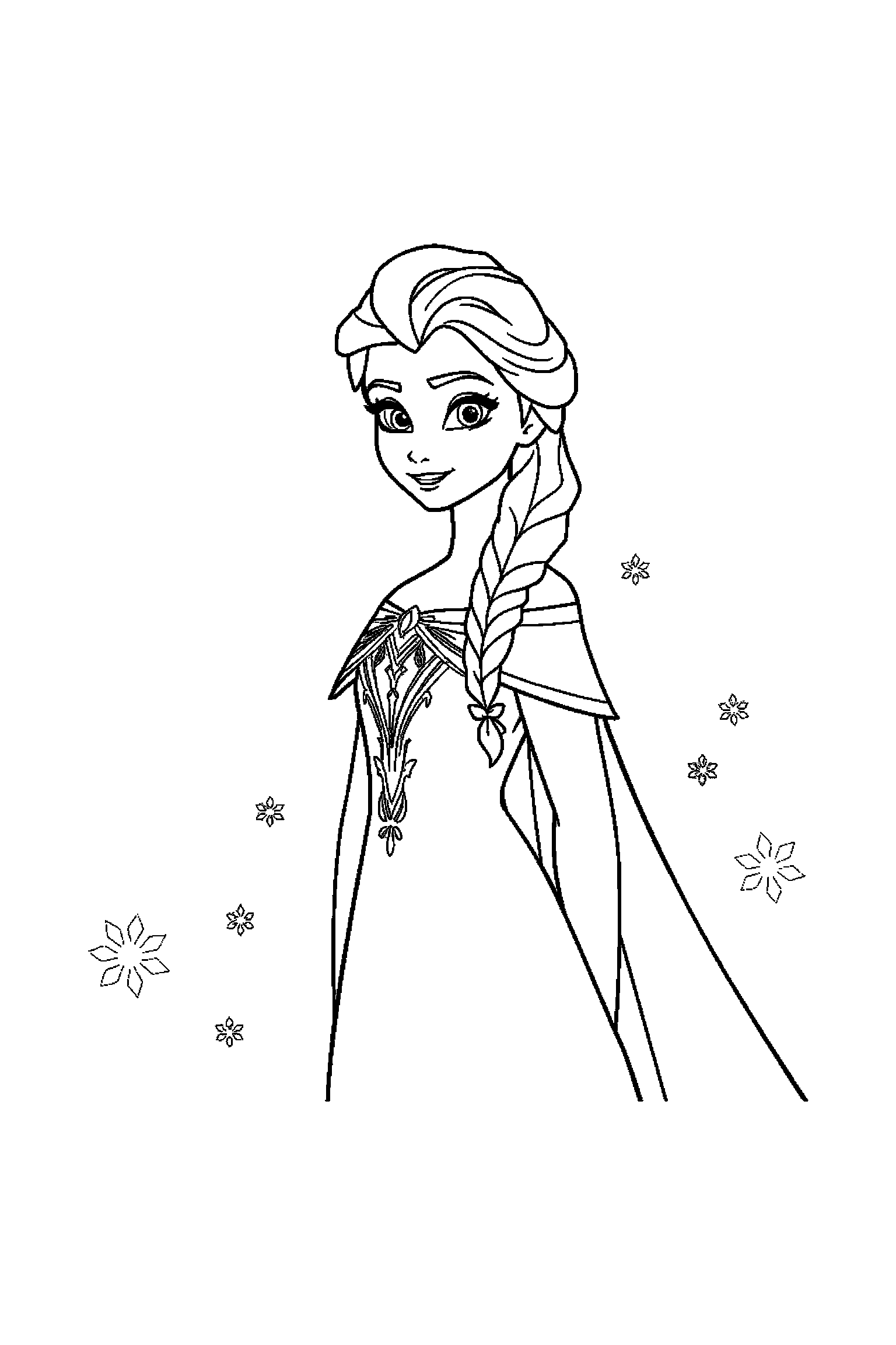 Coloriage Reine des Neiges gratuit à imprimer : une princesse des neiges qui dort paisiblement