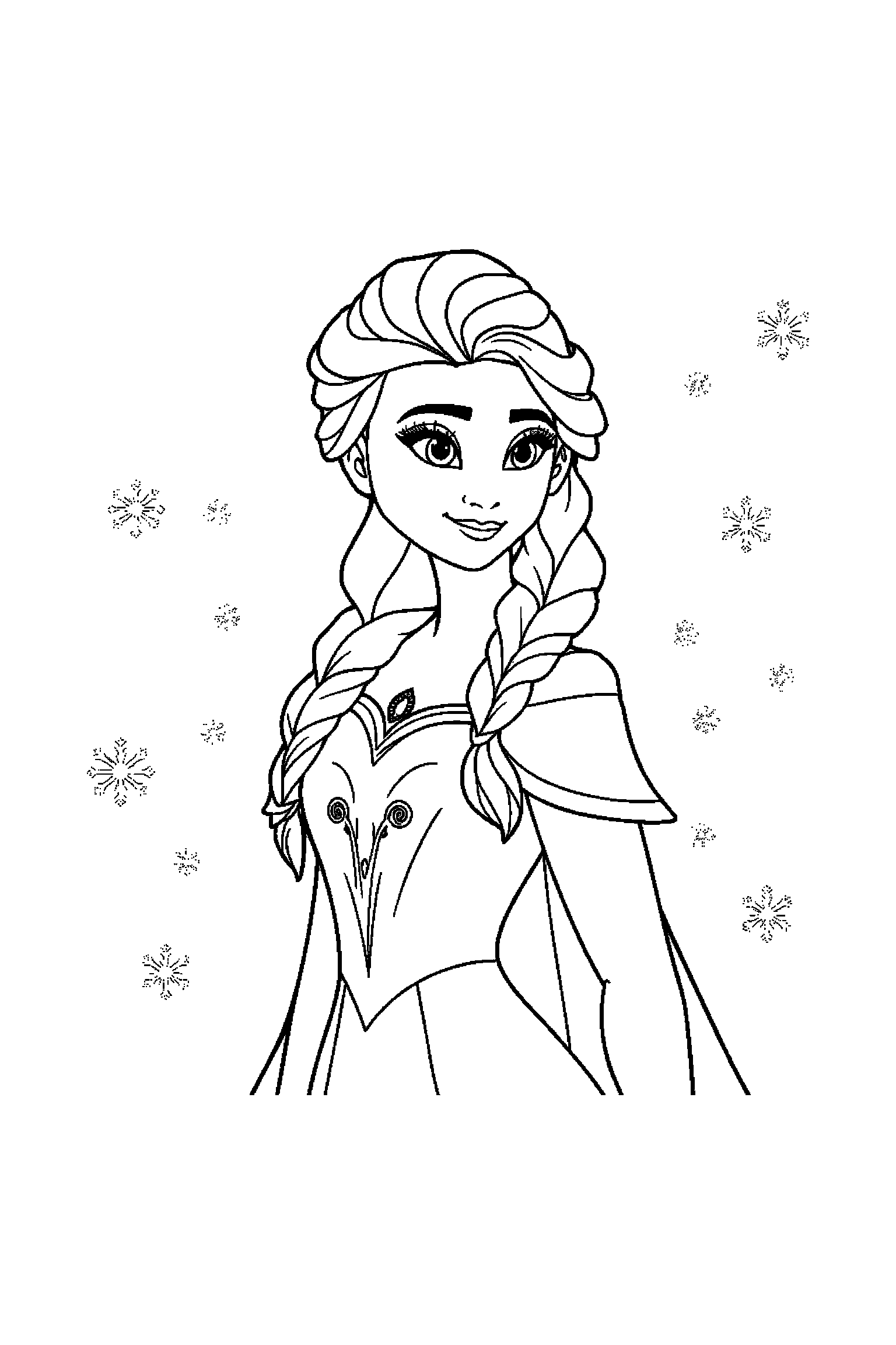 Coloriage Reine des Neiges gratuit à imprimer : Elsa debout avec une posture simple et lisible