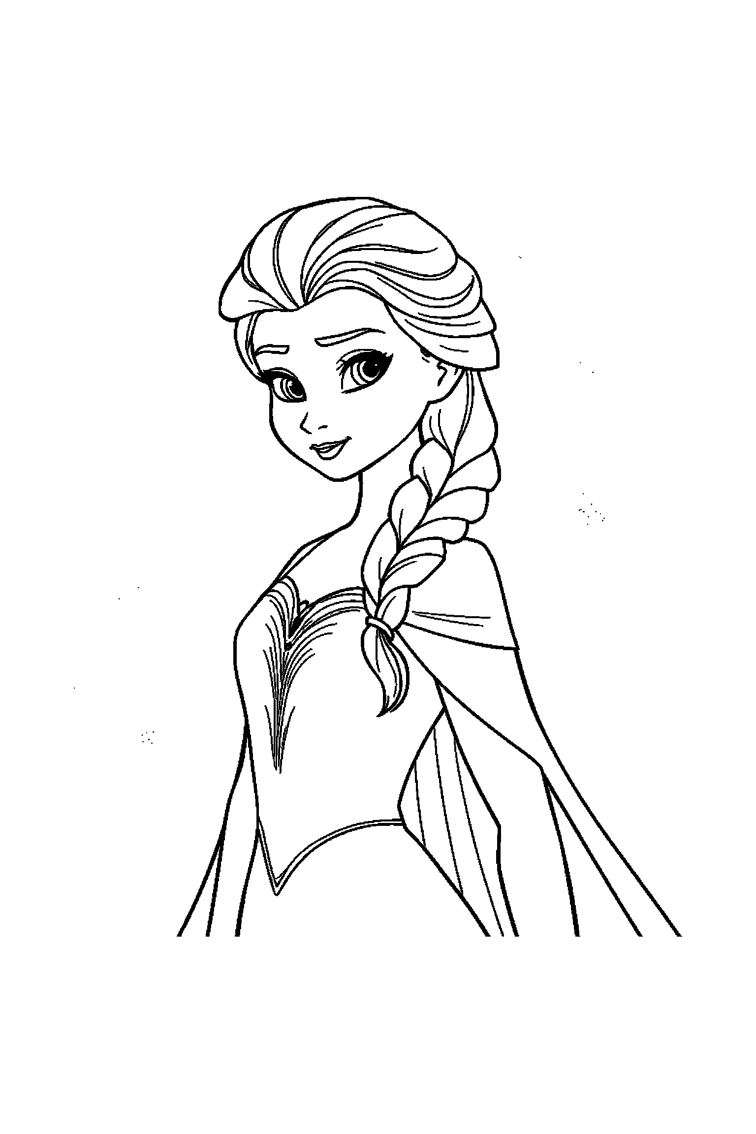Coloriage Reine des Neiges gratuit à imprimer : Anna qui montre une couronne avec un bras bien attaché au corps