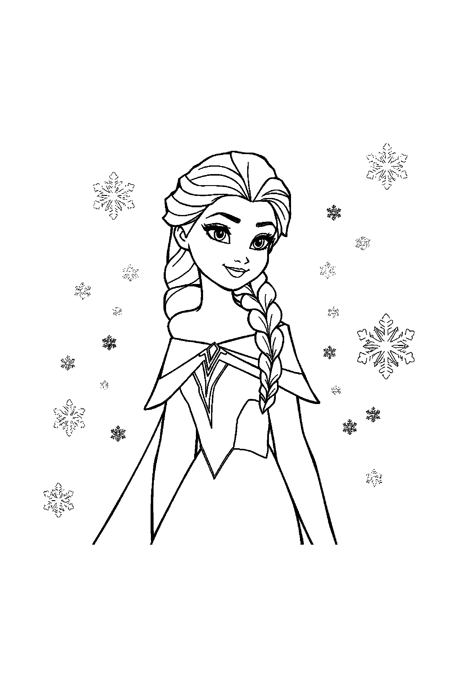 Coloriage Reine des Neiges gratuit à imprimer : une princesse des neiges qui marche calmement