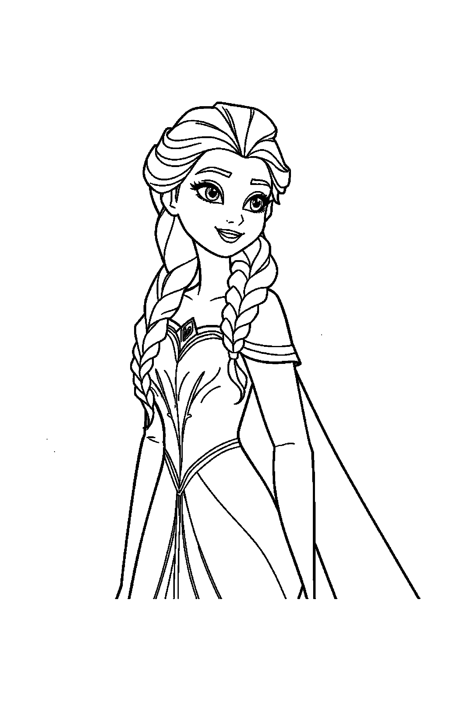 Coloriage Reine des Neiges gratuit à imprimer : Anna tenant une couronne devant lui