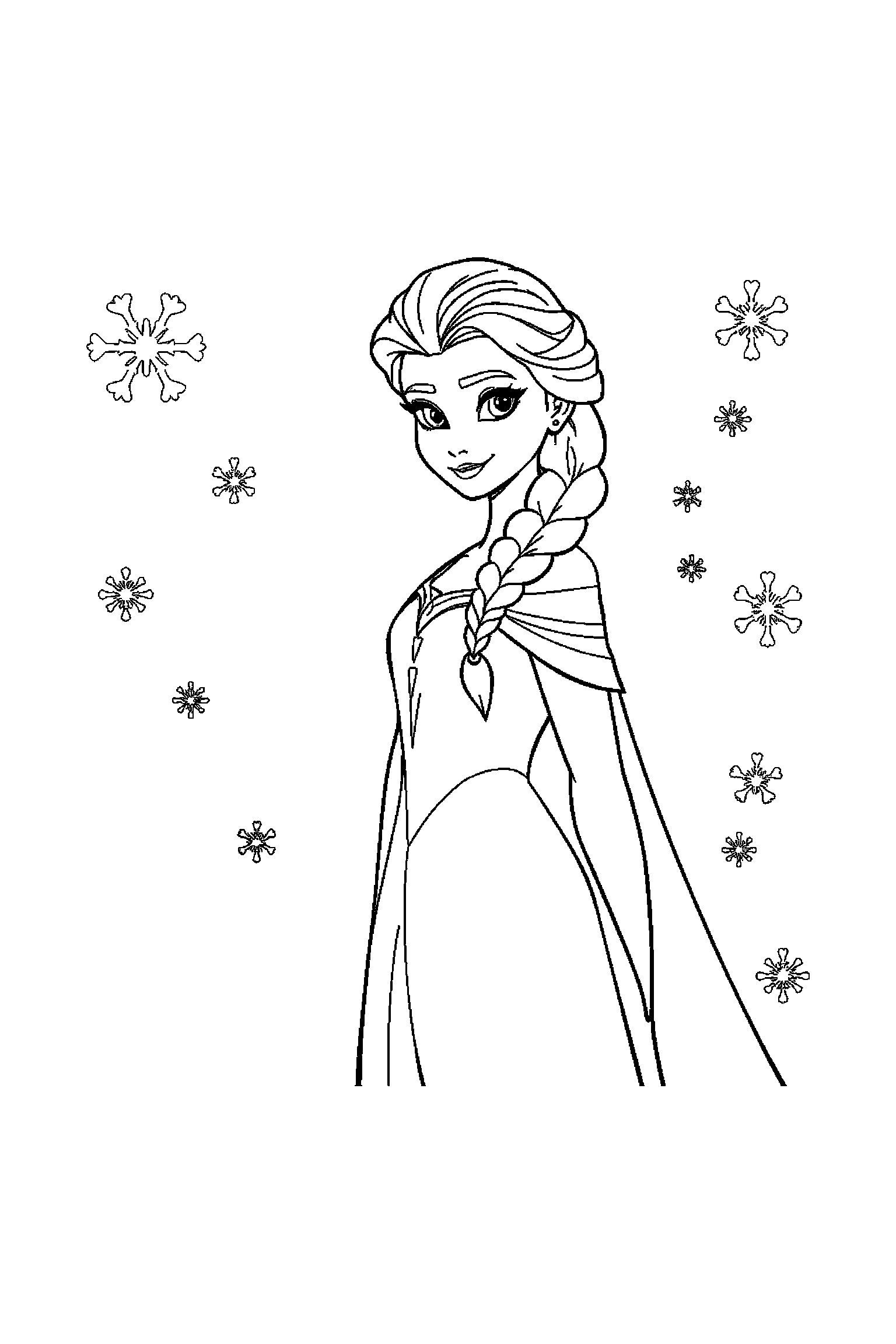 Coloriage Reine des Neiges gratuit à imprimer : Olaf entouré de grands contours arrondis