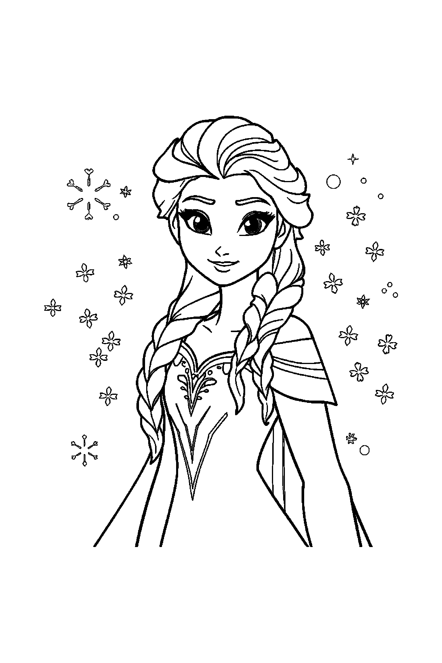 Coloriage Reine des Neiges gratuit à imprimer : Elsa qui lève le bras dans une pose anatomique claire
