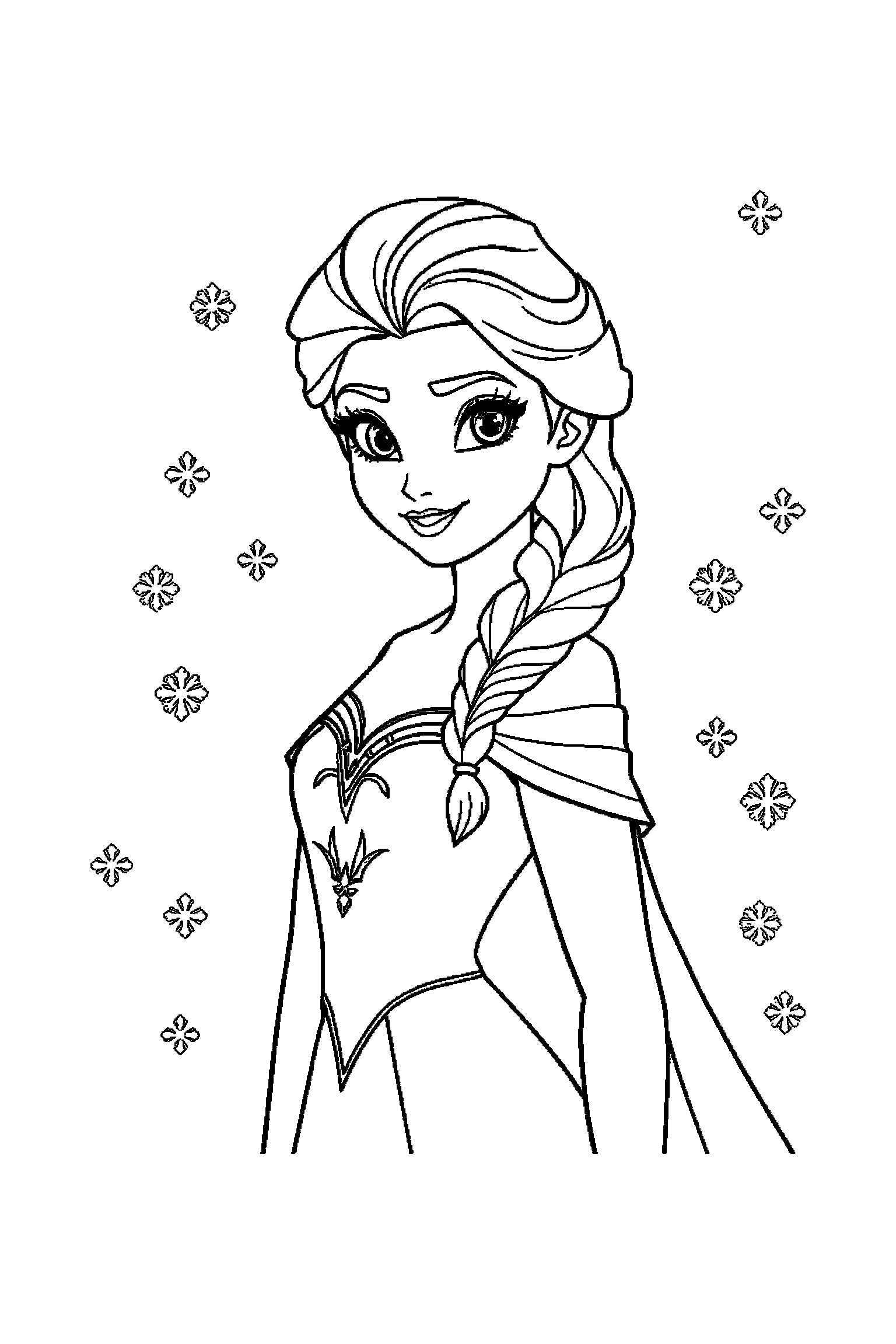 Coloriage Reine des Neiges gratuit à imprimer : Anna avec une expression joyeuse