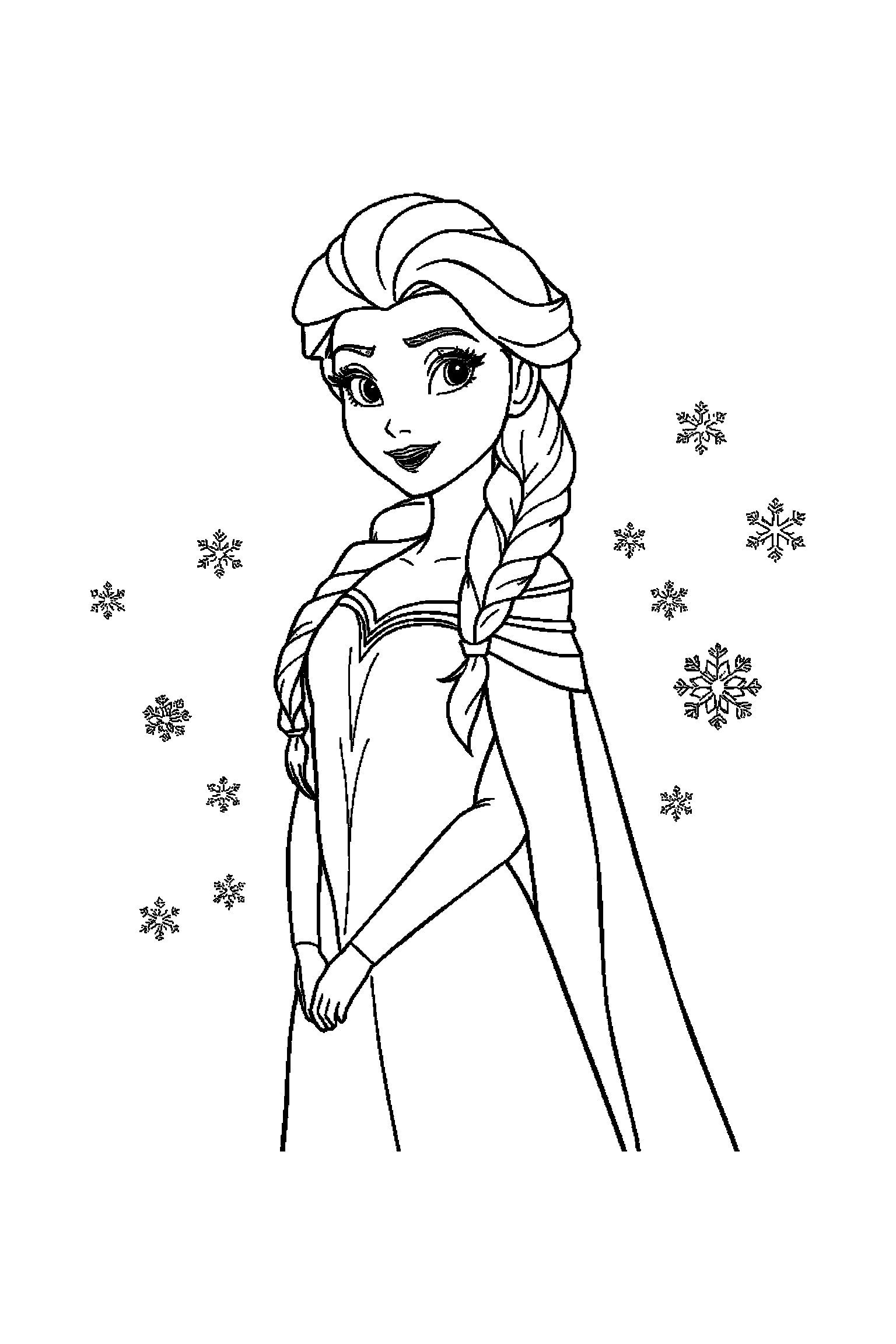 Coloriage Reine des Neiges gratuit à imprimer : Olaf au centre avec étoiles en arrière-plan