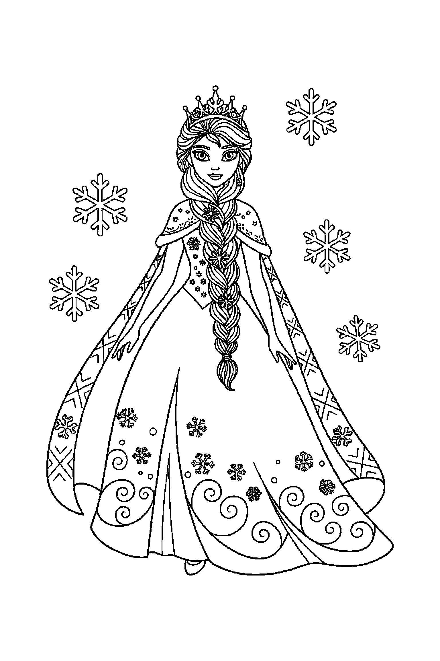 Coloriage Reine des Neiges gratuit à imprimer : Olaf au centre avec étoiles en arrière-plan