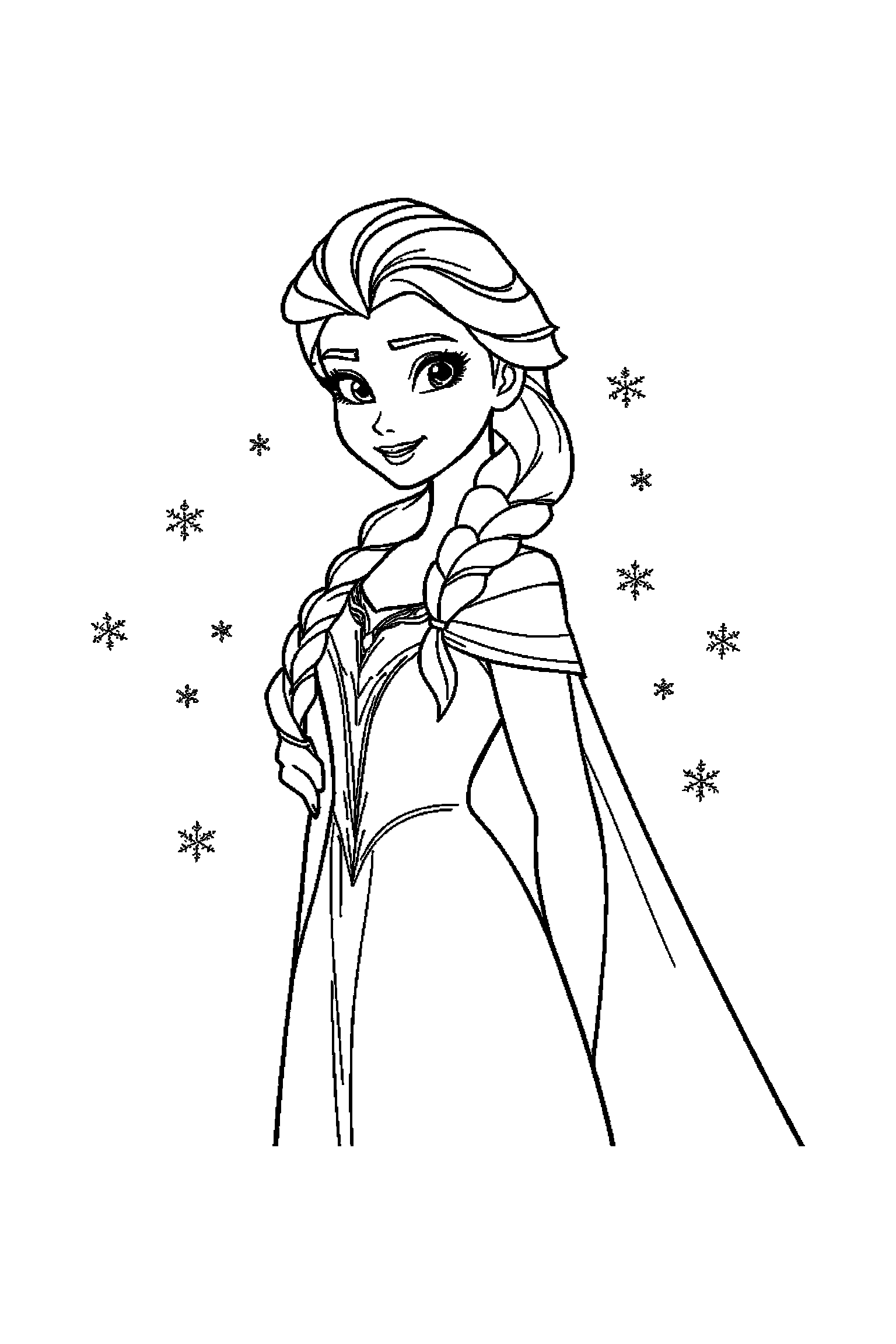 Coloriage Reine des Neiges gratuit à imprimer : Kristoff qui regarde un bonhomme de neige