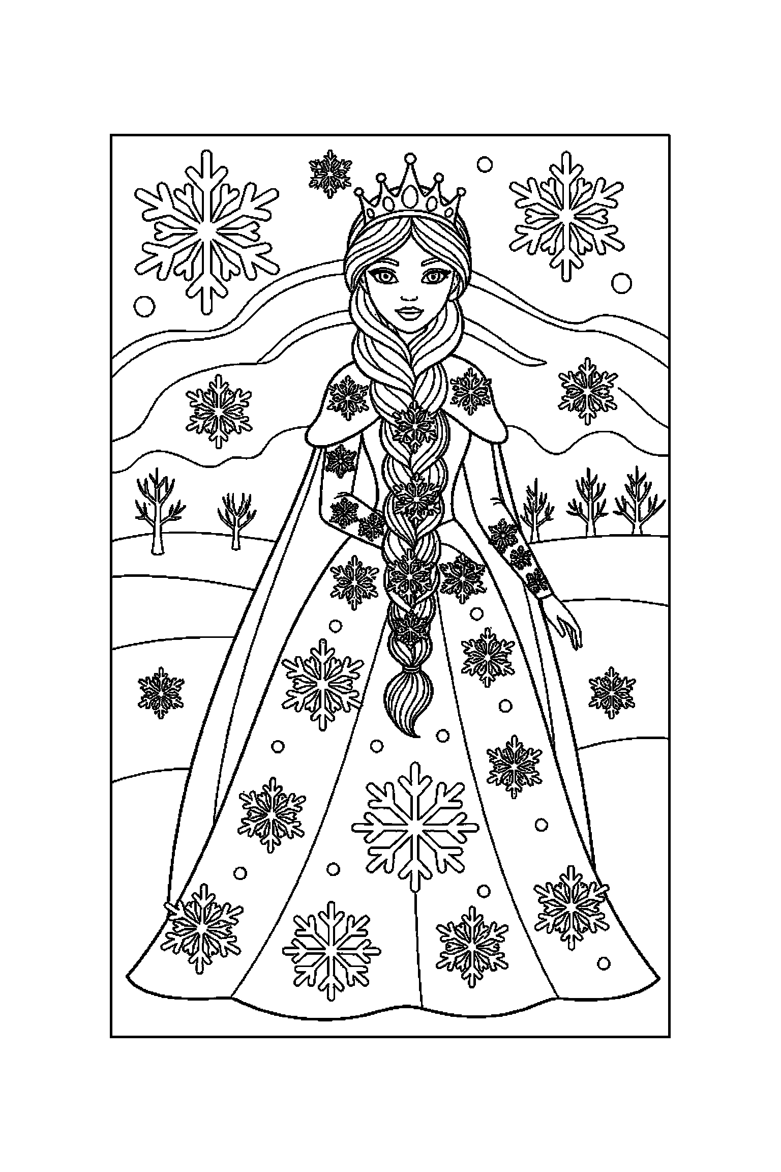 Coloriage Reine des Neiges gratuit à imprimer : Kristoff qui regarde un bonhomme de neige