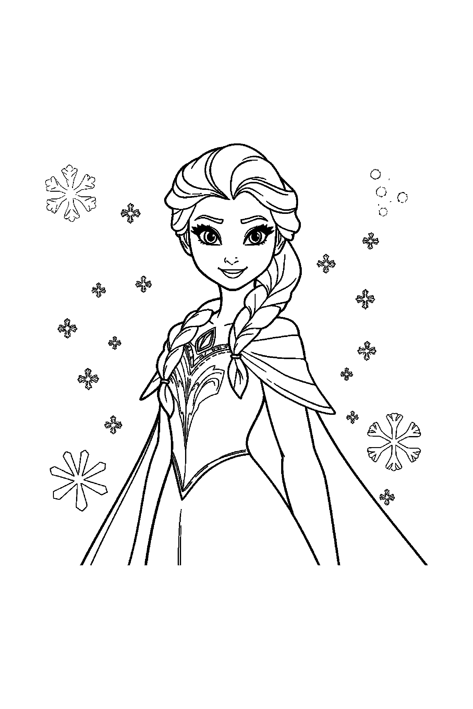 Coloriage Reine des Neiges gratuit à imprimer : Elsa avec un accessoire facile à colorier