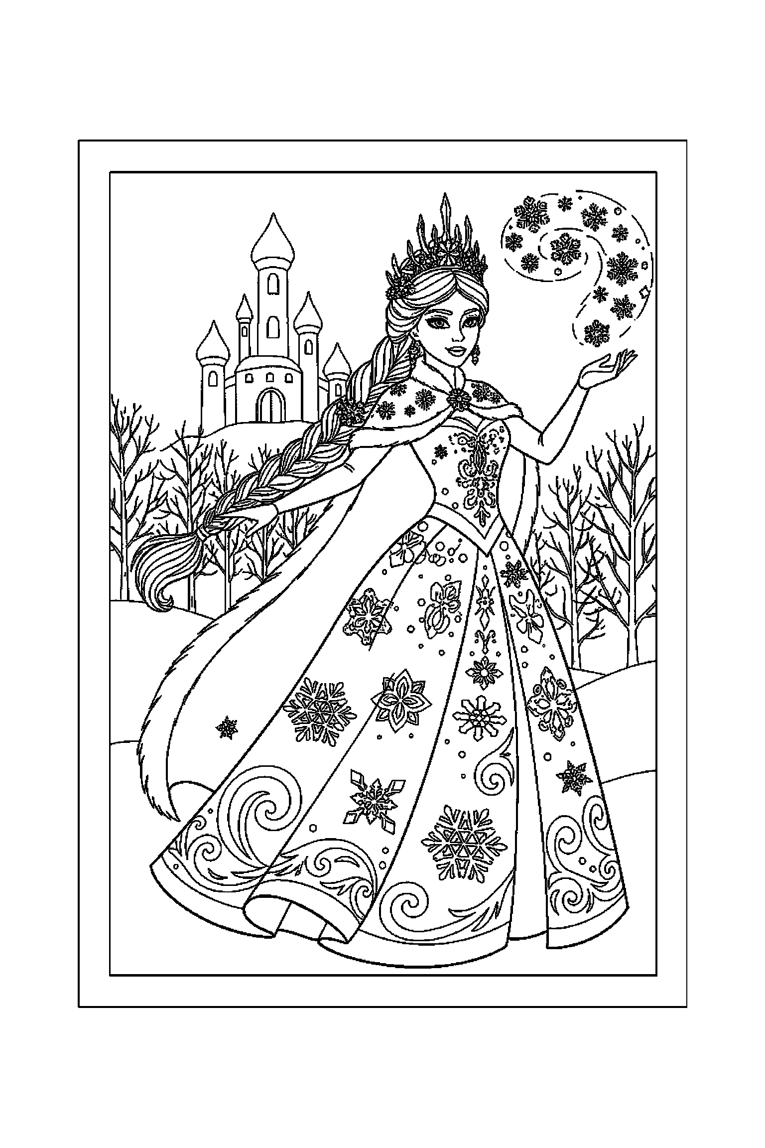 Coloriage Reine des Neiges gratuit à imprimer : Olaf en petite scène d'aventure