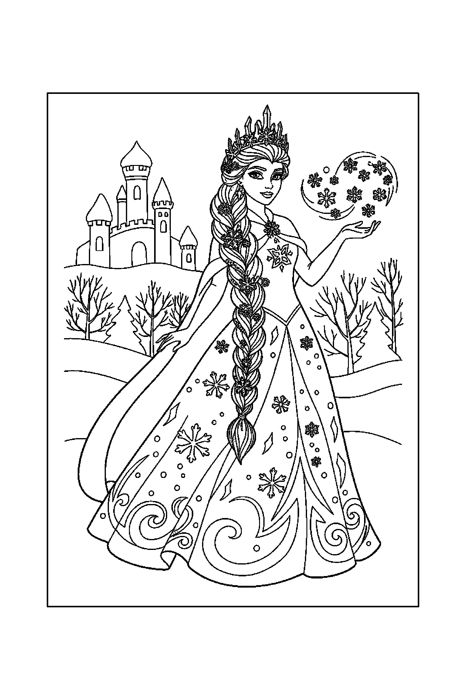 Coloriage Reine des Neiges gratuit à imprimer : Kristoff avec un décor d'arrière-plan