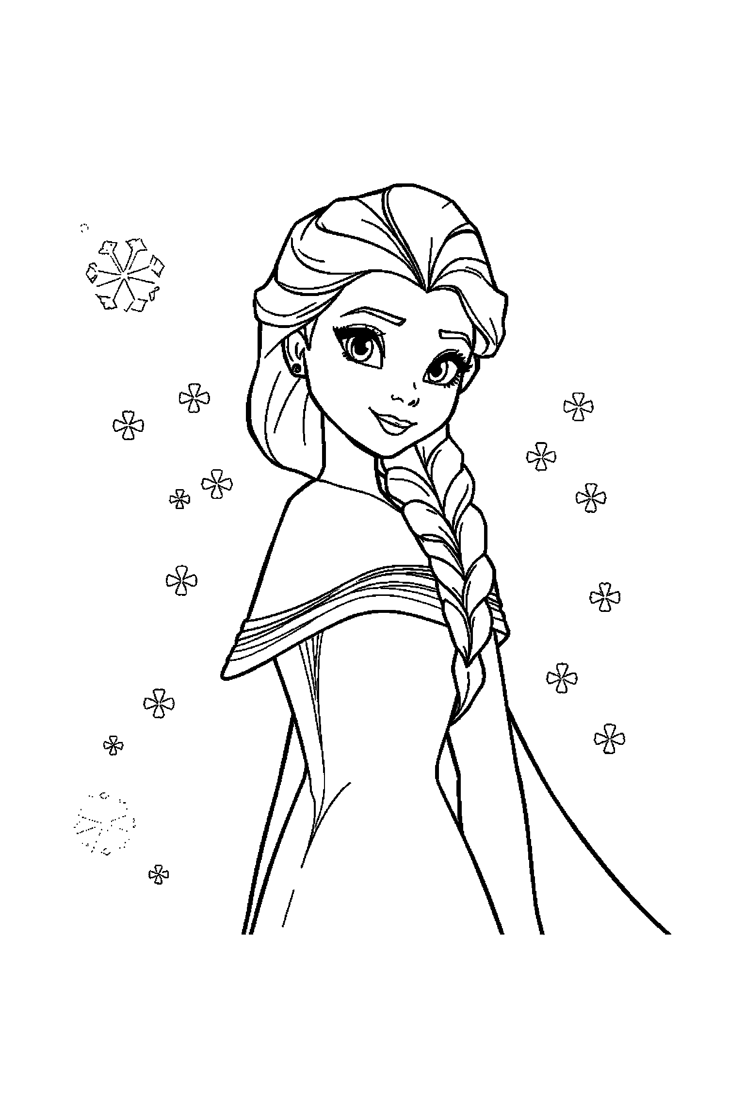 Coloriage Reine des Neiges gratuit à imprimer : une princesse des neiges avec deux accessoires à colorier