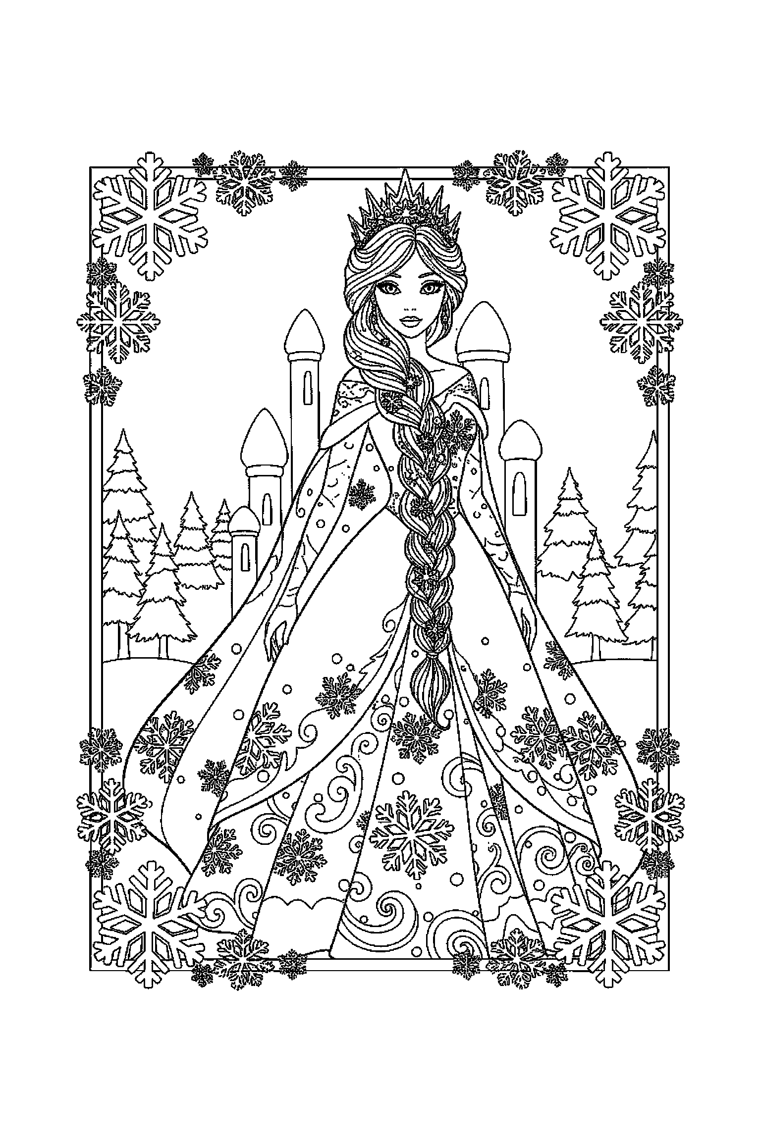 Coloriage Reine des Neiges gratuit à imprimer : Olaf entouré par des motifs étoiles