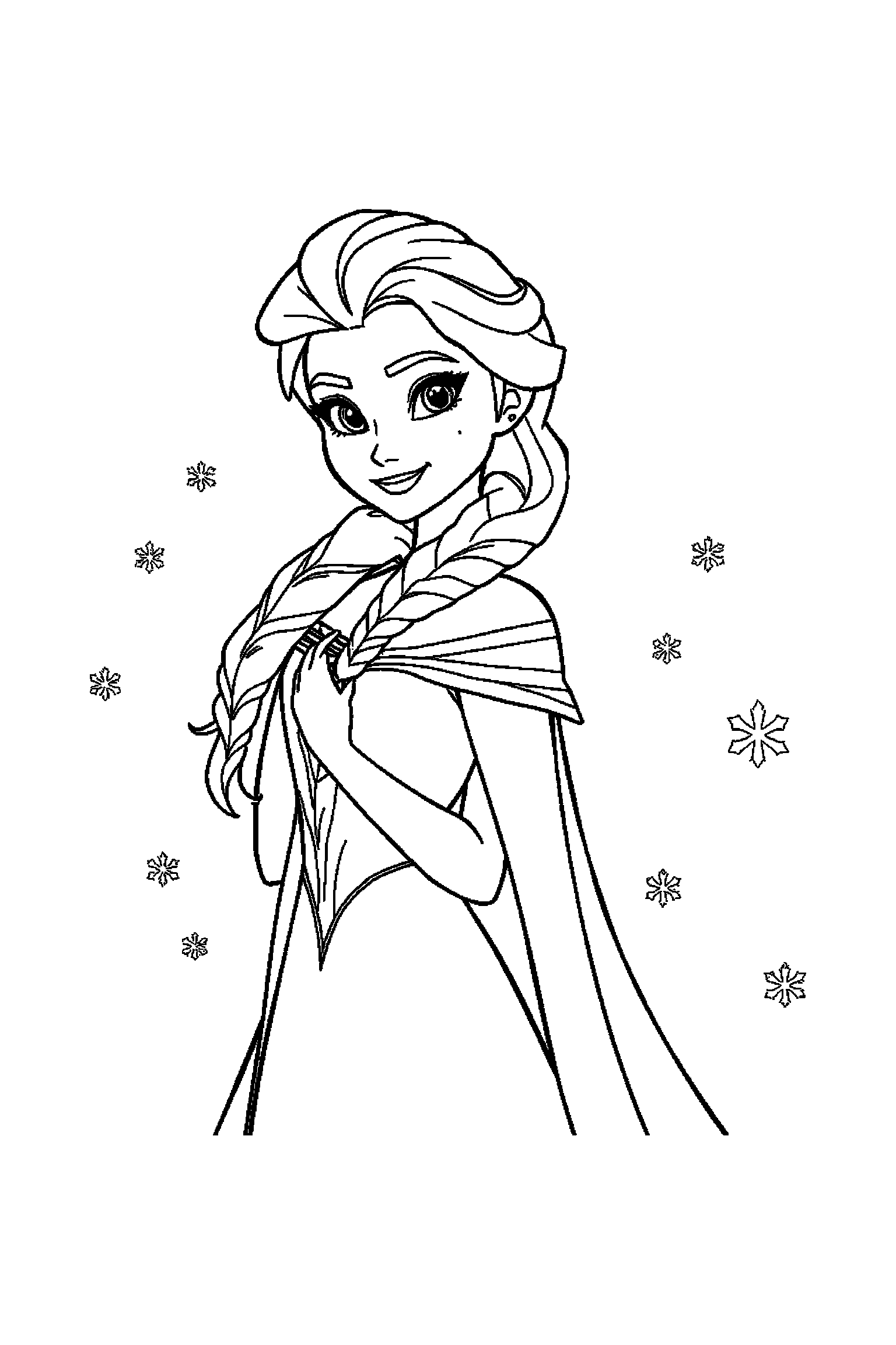 Coloriage Reine des Neiges gratuit à imprimer : Olaf entouré par des motifs étoiles