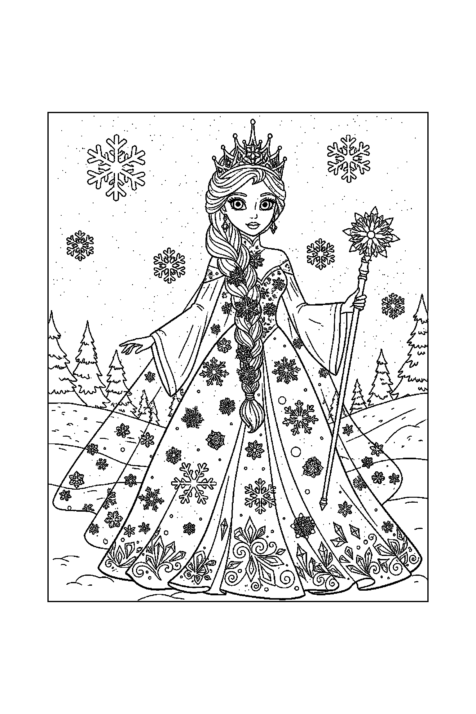 Coloriage Reine des Neiges gratuit à imprimer : Kristoff avec un autre personnage de son univers