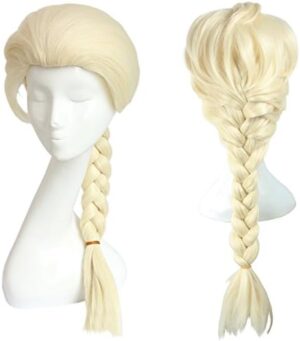 Perruque tressée Elsa blonde pour cosplay La Reine des Neiges