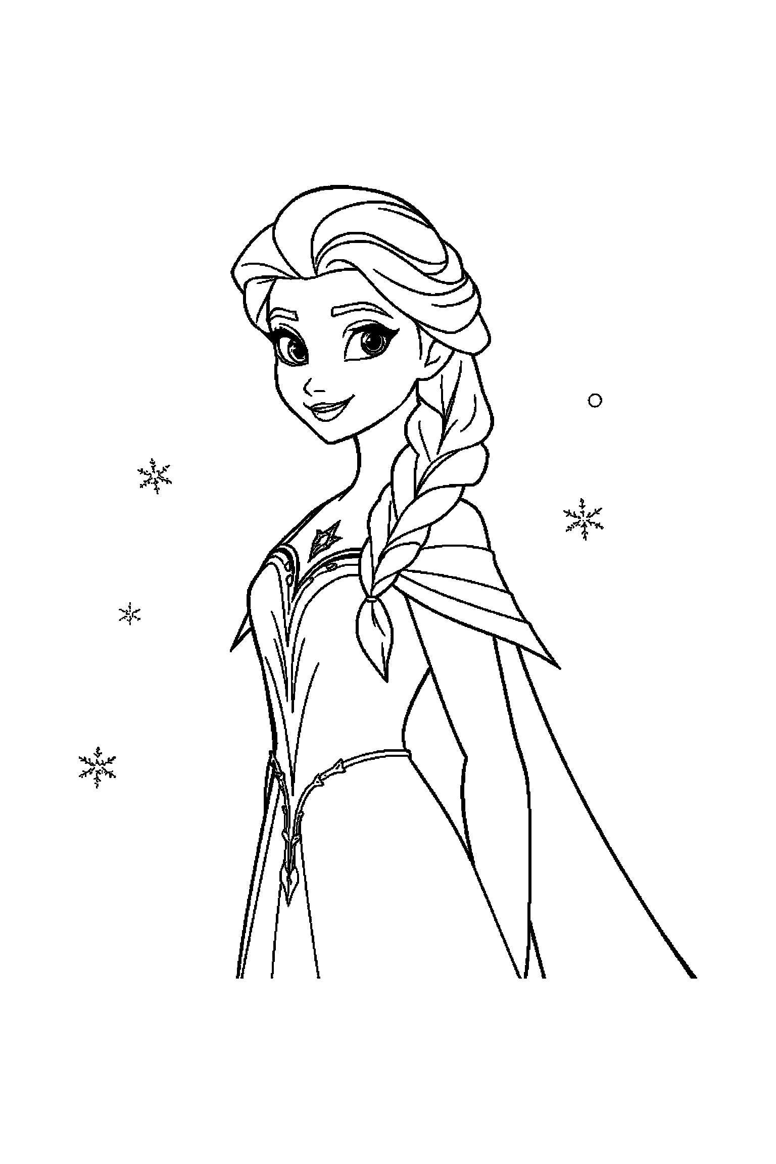 Coloriage Reine des Neiges gratuit à imprimer : Anna avec une couronne sur un fond clair