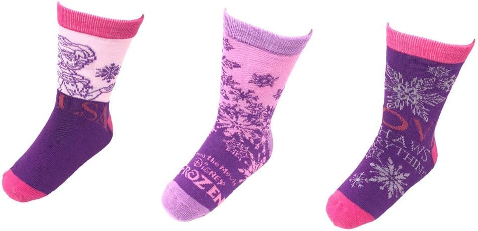 Chaussettes d'hiver Disney La Reine des Neiges Elsa Anna, lot de 3 paires, taille 31-34