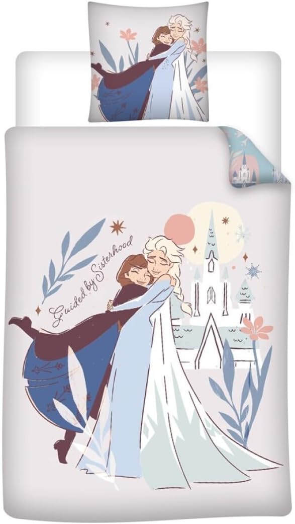 Parure de lit La Reine des Neiges en 100% coton avec housse 140x200 et taie 65x65