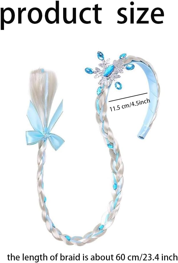 Bandeau perruque Raiponce Reine des Neiges enfant avec tresse 60 cm – Image 7