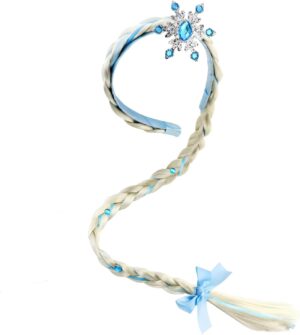 Bandeau perruque Raiponce Reine des Neiges enfant avec tresse 60 cm