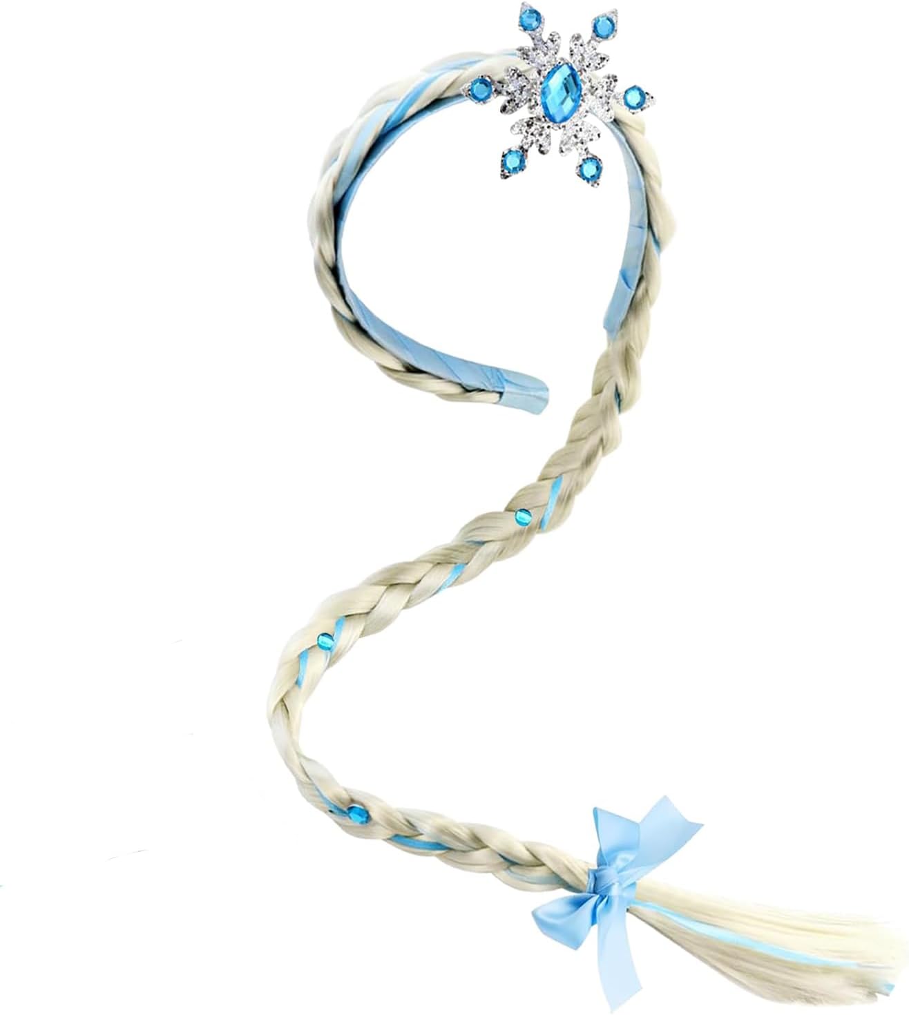 Bandeau perruque Raiponce Reine des Neiges enfant avec tresse 60 cm