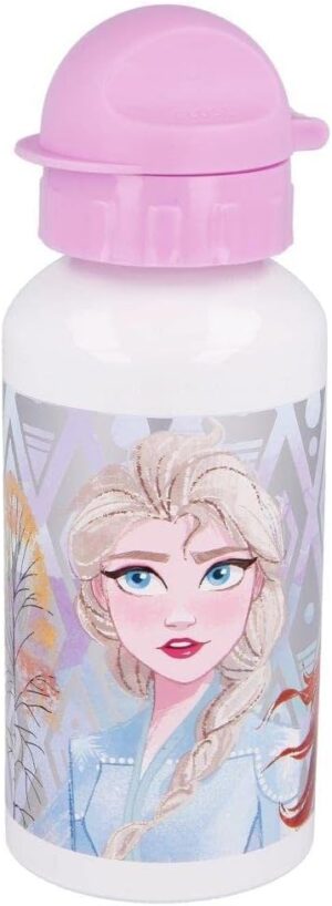 Gourde enfant Reine des Neiges en aluminium avec bec rabattable 400 ml