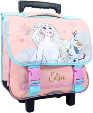 Cartable trolley La Reine des Neiges 38 cm avec roulettes et bretelles réglables
