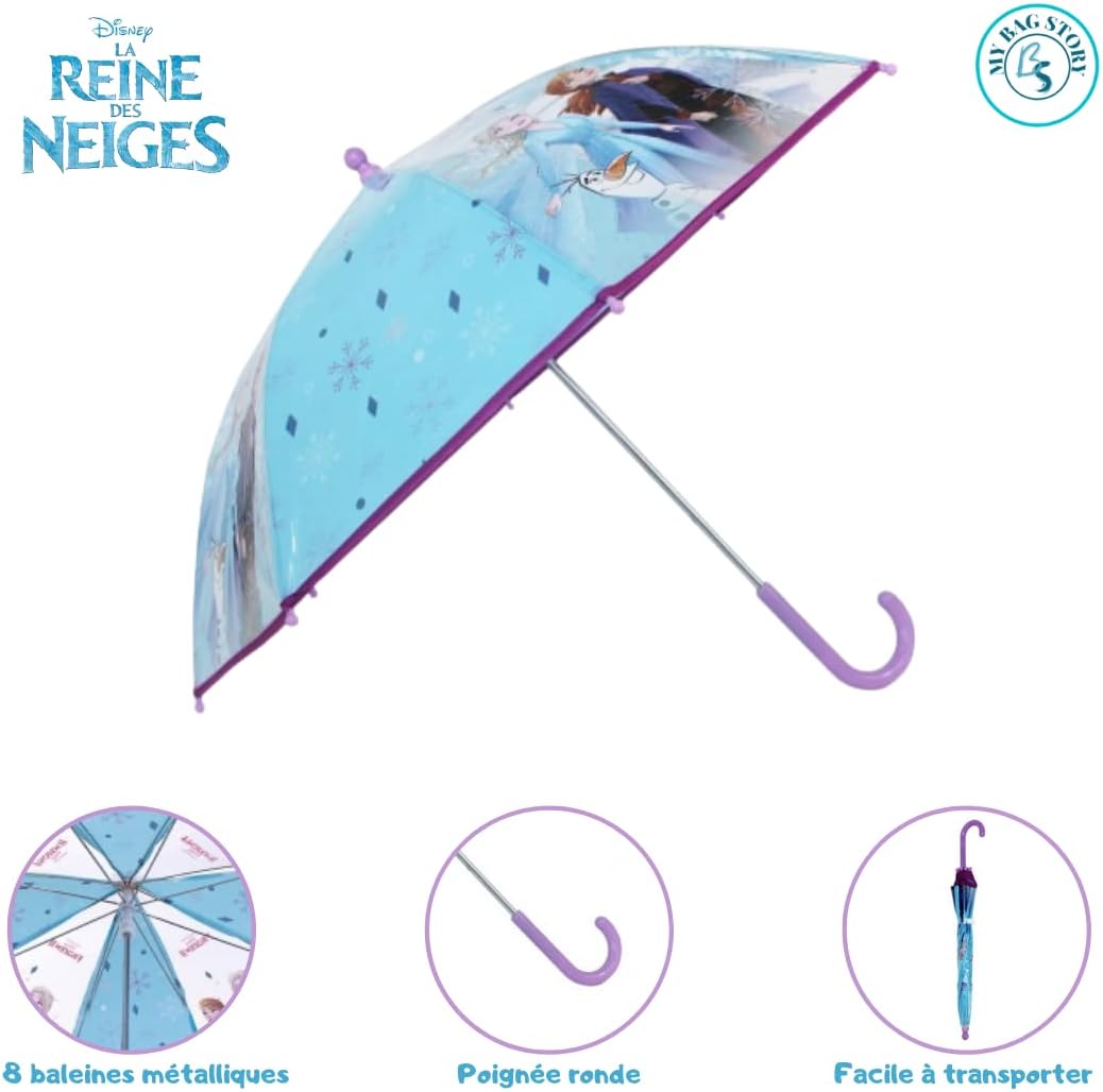 Parapluie enfant La Reine des Neiges bleu anti-pincement 73 cm – Image 3