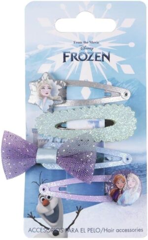 Épingles à cheveux Frozen multicolores avec personnages de la Reine des neiges, lot de 4