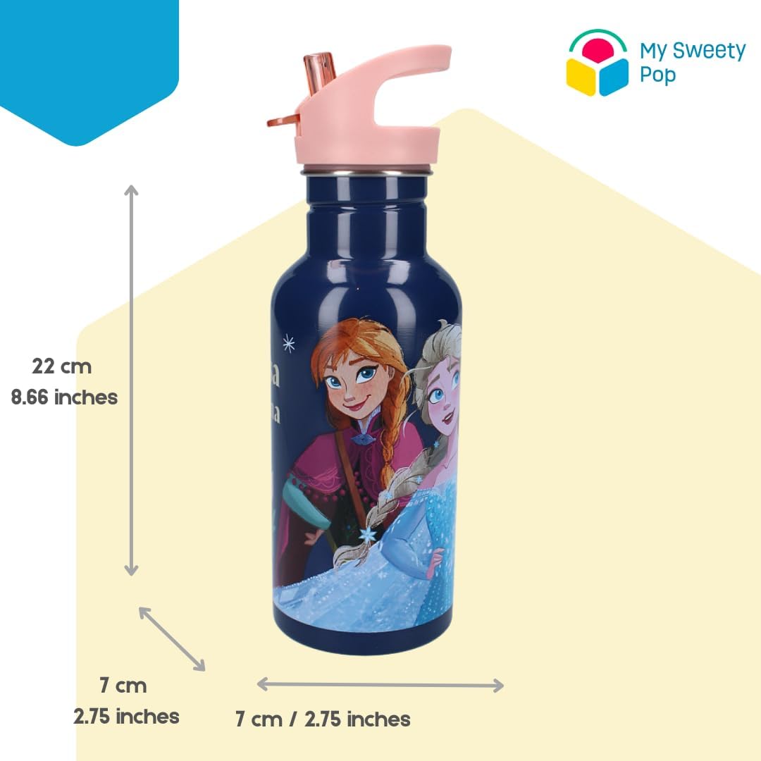 Gourde La Reine des Neiges en acier inoxydable 500 ml bleu/pêche – Image 2