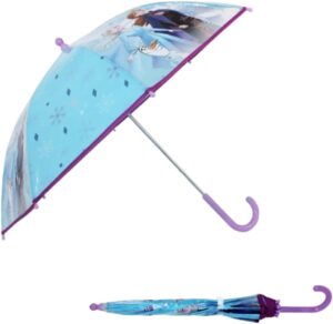 Parapluie enfant La Reine des Neiges bleu anti-pincement 73 cm