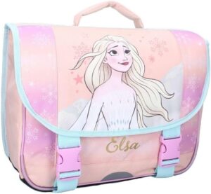 Cartable enfant La Reine des Neiges rose 2 compartiments 38 cm