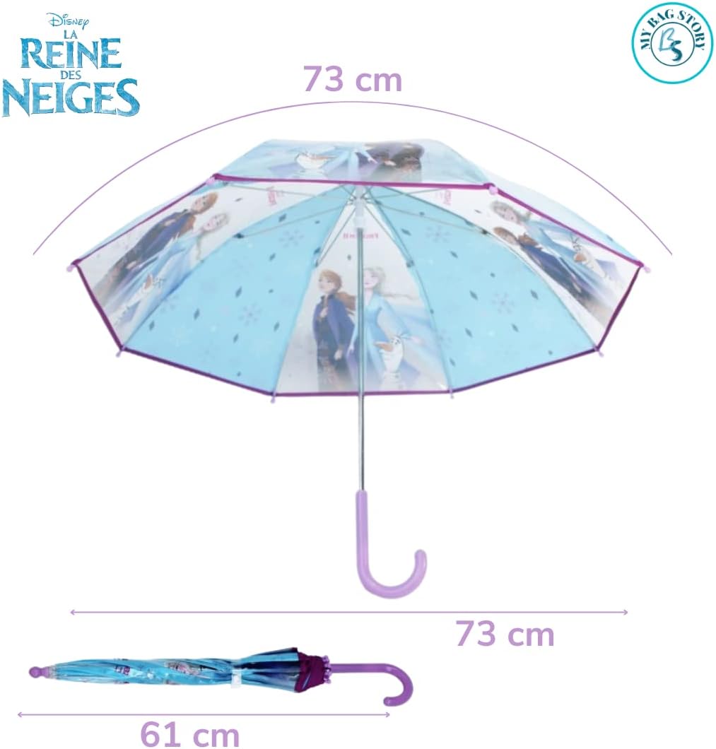 Parapluie enfant La Reine des Neiges bleu anti-pincement 73 cm – Image 2