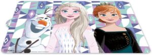 Set de table La Reine des Neiges en plastique coloré avec Elsa, Anna et Olaf