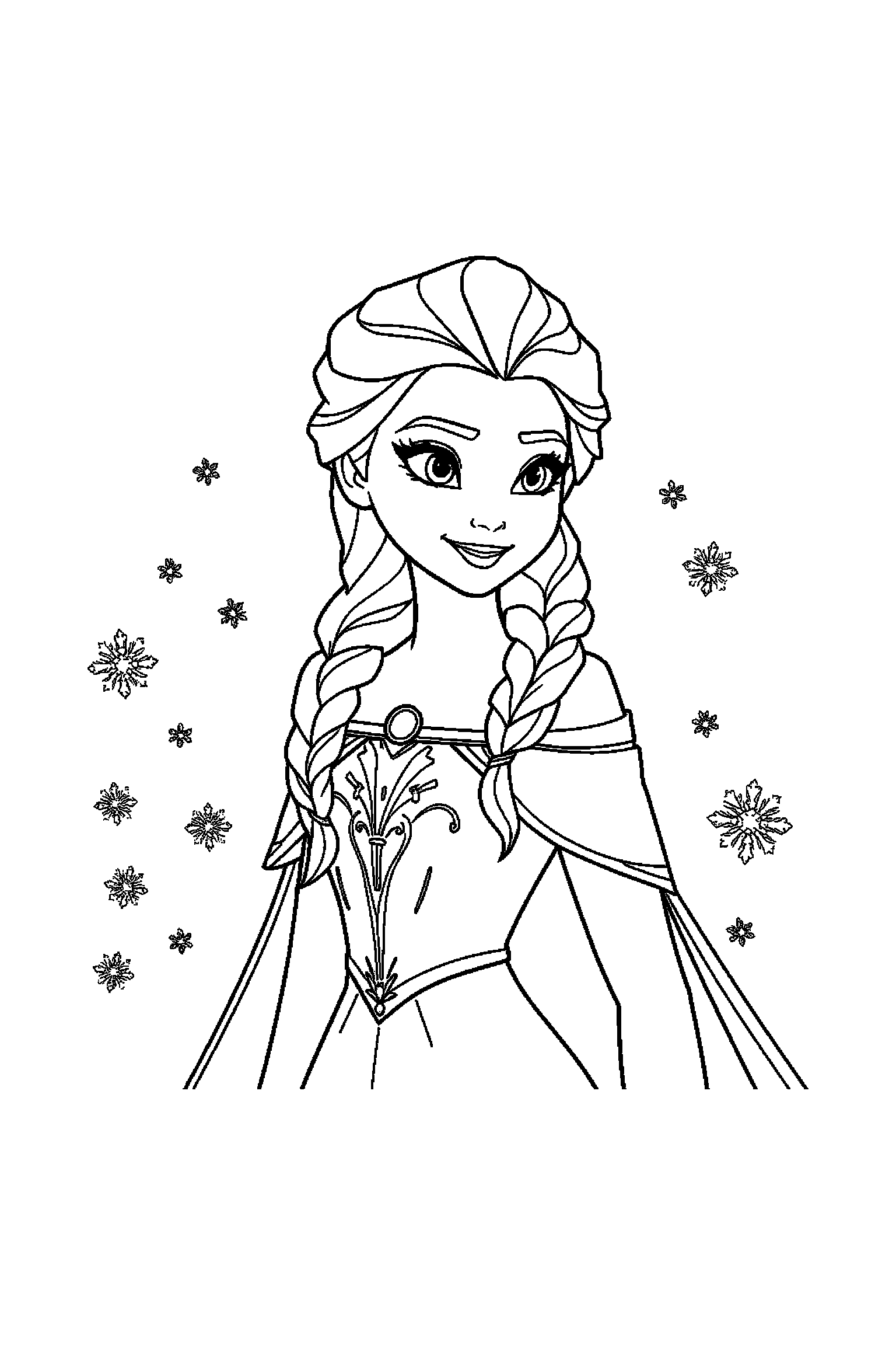 Coloriage Reine des Neiges gratuit à imprimer : Elsa avec décor détaillé de un palais de glace