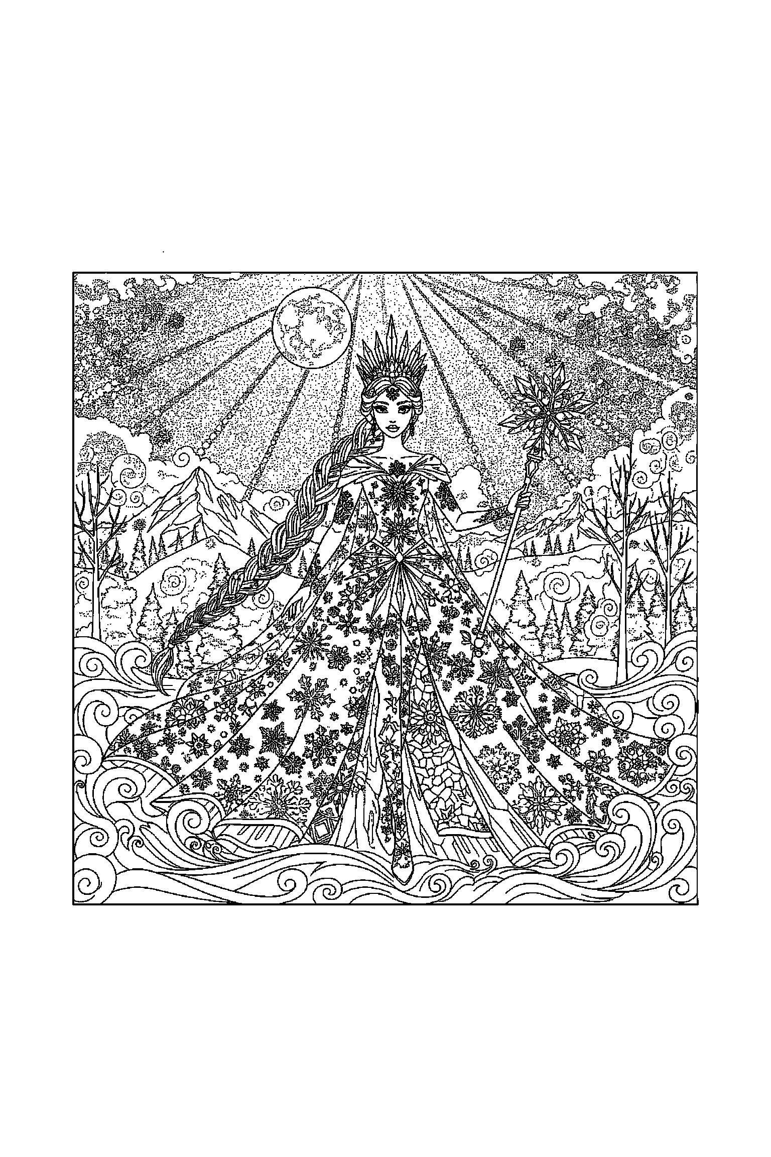 Coloriage Reine des Neiges gratuit à imprimer : Olaf dans une scène verticale avec une cape