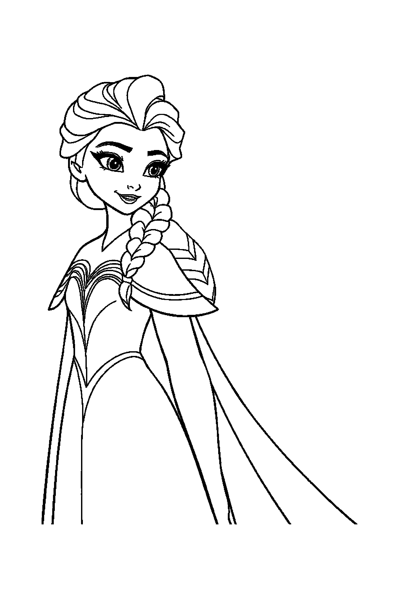 Coloriage Reine des Neiges gratuit à imprimer : Olaf dans une scène verticale avec une cape