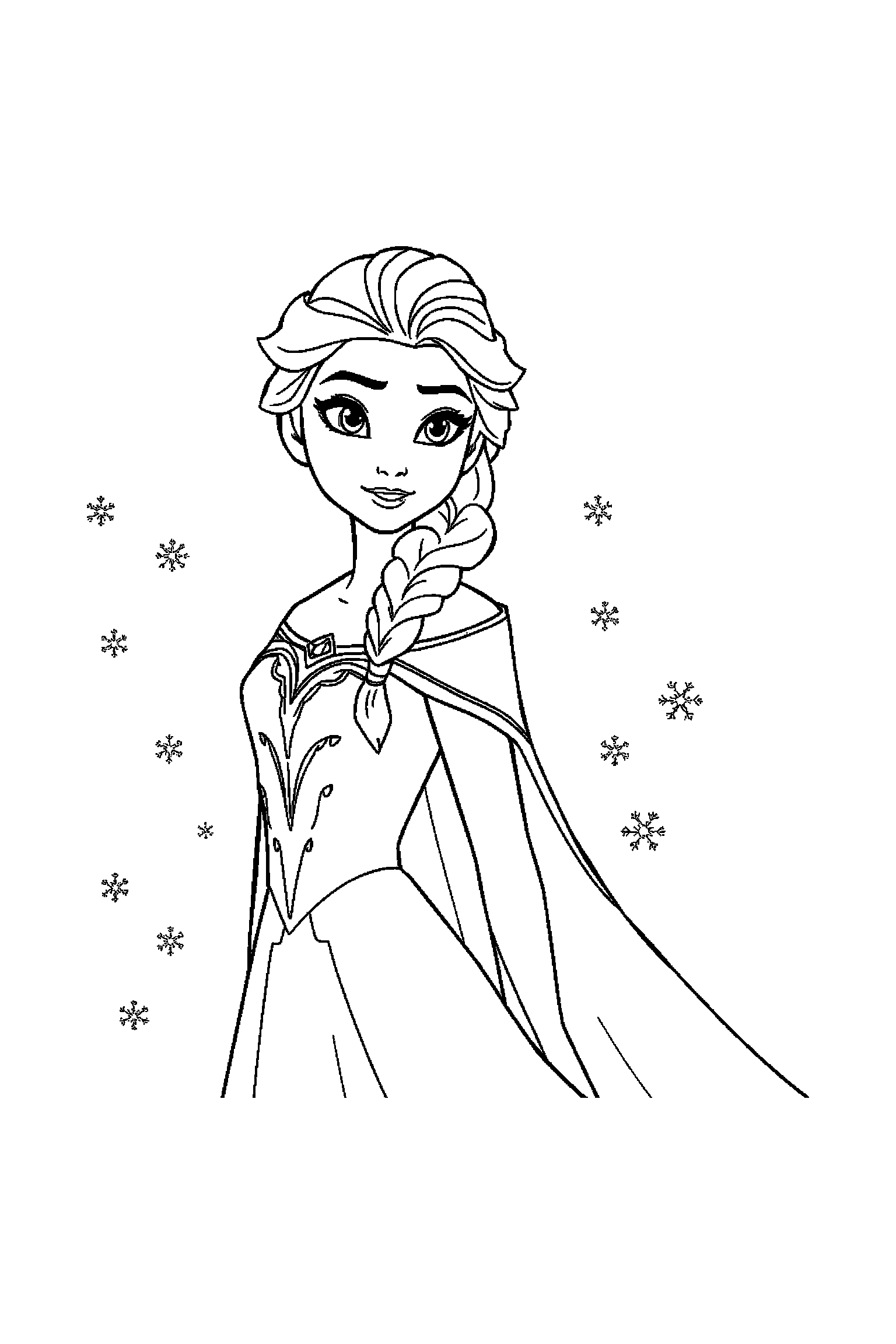 Coloriage Reine des Neiges gratuit à imprimer : motif difficile de étoiles autour de Olaf