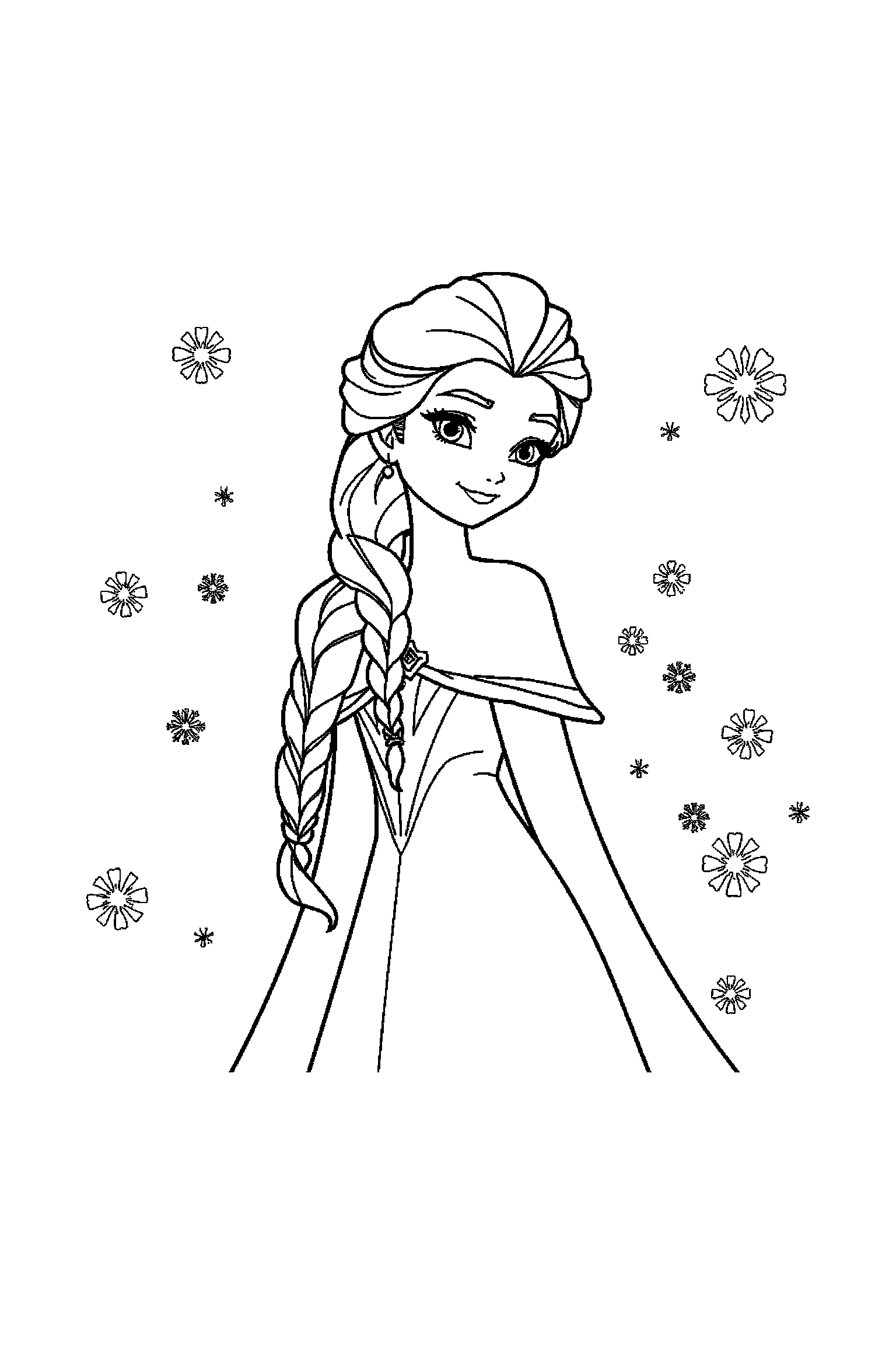 Coloriage Reine des Neiges gratuit à imprimer : scène verticale détaillée avec Kristoff et un bonhomme de neige