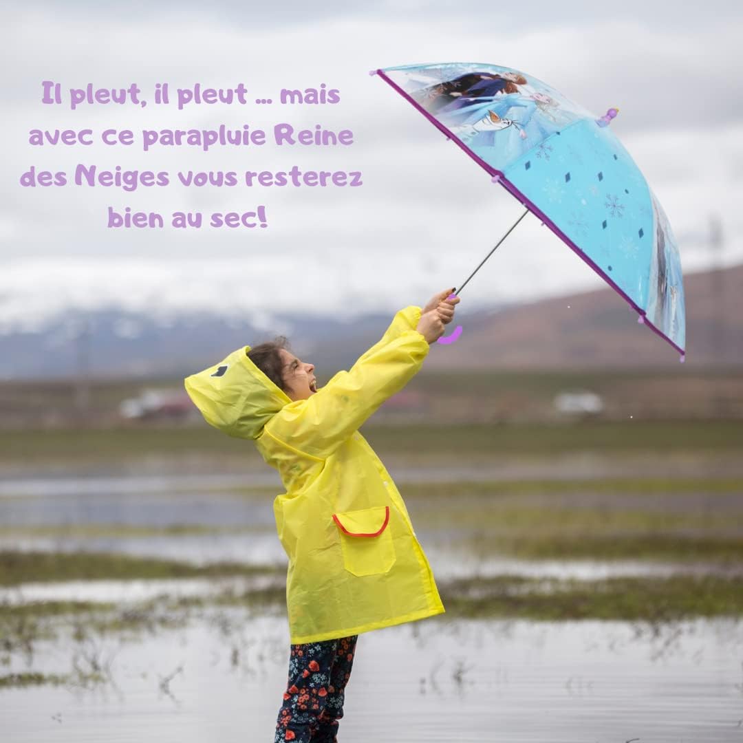 Parapluie enfant La Reine des Neiges bleu anti-pincement 73 cm – Image 6