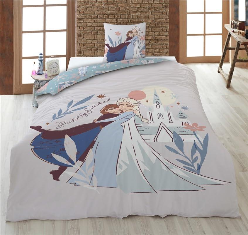 Parure de lit La Reine des Neiges en 100% coton avec housse 140x200 et taie 65x65 – Image 2