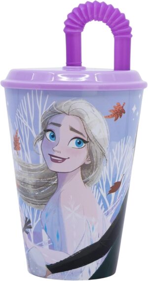 Gobelet enfant La Reine des Neiges avec paille et couvercle 430 ml