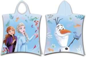 Poncho de douche à capuche Disney La Reine des Neiges en coton bleu