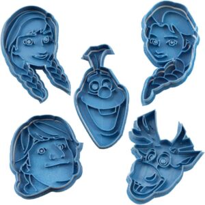 Emporte-pièces Frozen bleu lot de 5, 8 x 7 x 1,5 cm