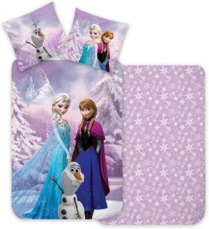 Parure de lit Frozen réversible en 100% coton avec Elsa, Anna et Olaf